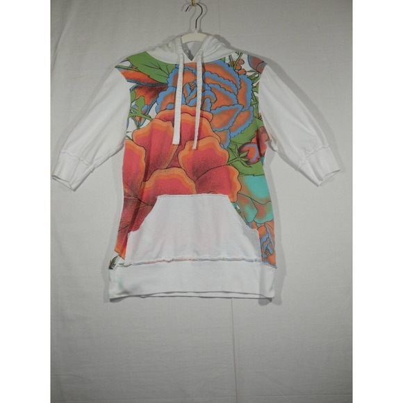 A Fine Mess Tops - Vtg A Fine Mess T-Shirt Hoodie Sz XL White Floral Flower Power USA Made